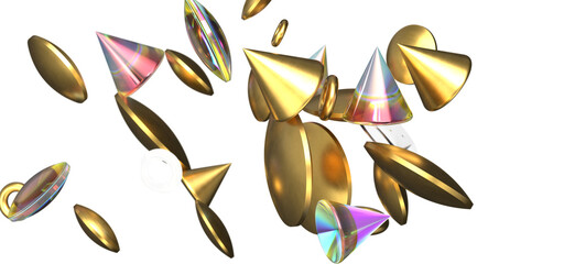 Sparkling Jubilation: Breathtaking 3D Illustration of Sparkling gold Confetti Celebration
