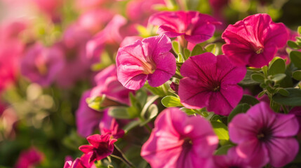 Fototapeta premium closeup of vibrant pink petunias