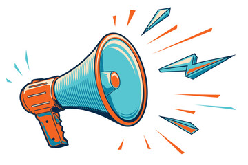 Shouting megaphone colorful advertising sign