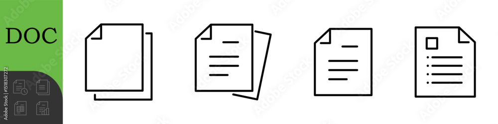Poster document line editable icons set. vector illustration in thin line modern style of paper documentati