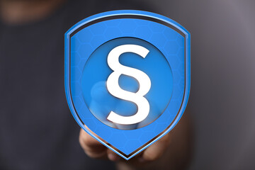 Secure your legal rights.  Digital shield concept for online protection and security.