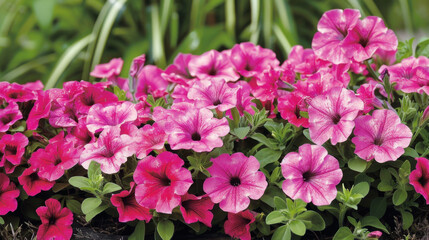 Fototapeta premium closeup of vibrant pink petunias