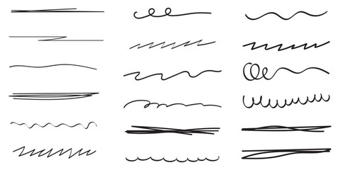Creative Underline Brush Pack &ndash; Text Highlights for Posters & Web Design . Set of  hand drawn marker pen stroke line . 