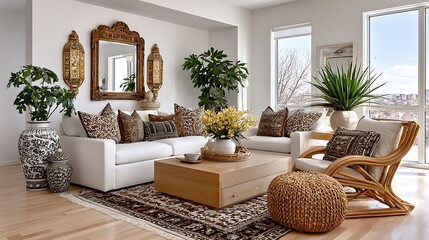 Modern tropical themed living area high resolution picture