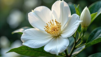 White jasmine flower in natural sunlight