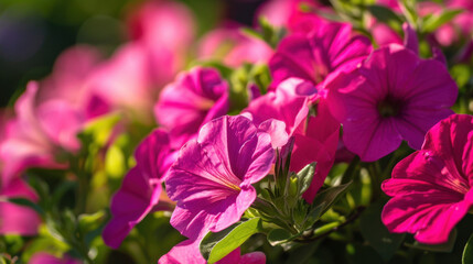Fototapeta premium closeup of vibrant pink petunias