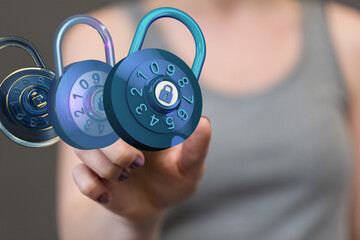 Protecting your information is key.  These digital combination locks represent online security and...