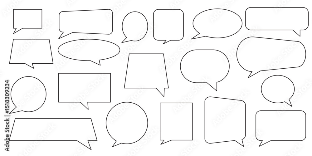 Poster lively language: doodle speech boxes for unique communication . speech bubbles set. speech bubbles b
