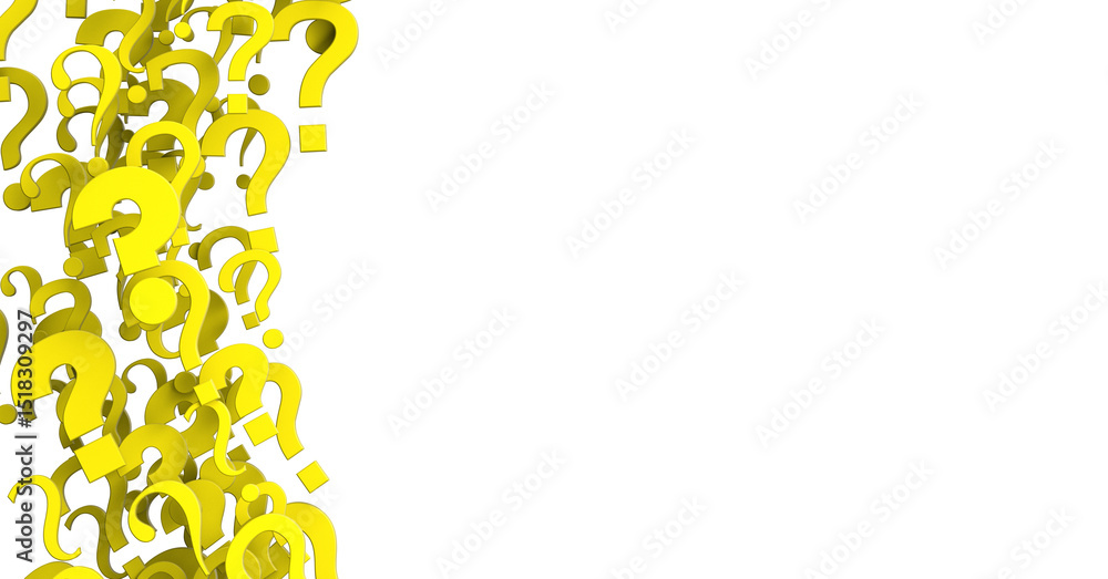 Poster infinite question marks on a plane, original three dimensional illustration.