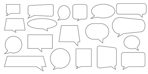 Lively Language: Doodle Speech Boxes for Unique Communication . Speech Bubbles set. Speech bubbles blank isolated on white background. Vector   Set .  