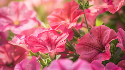 closeup of vibrant pink petunias