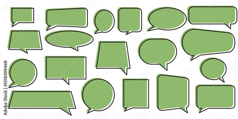Poster lively language: doodle speech boxes for unique communication . speech bubbles set. speech bubbles b