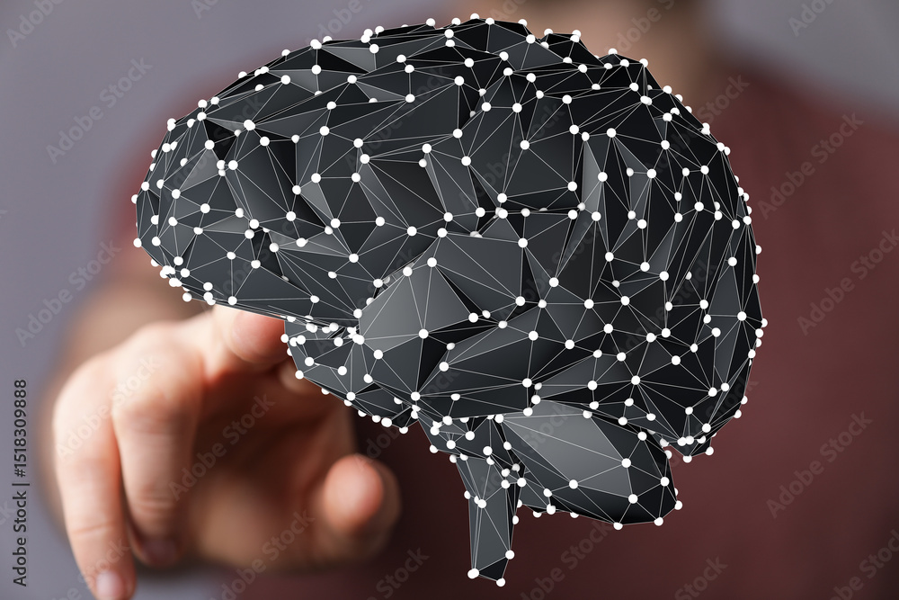 Aufkleber Conceptual image of a human brain.  Perfect for AI, technology, and neuroscience concepts.