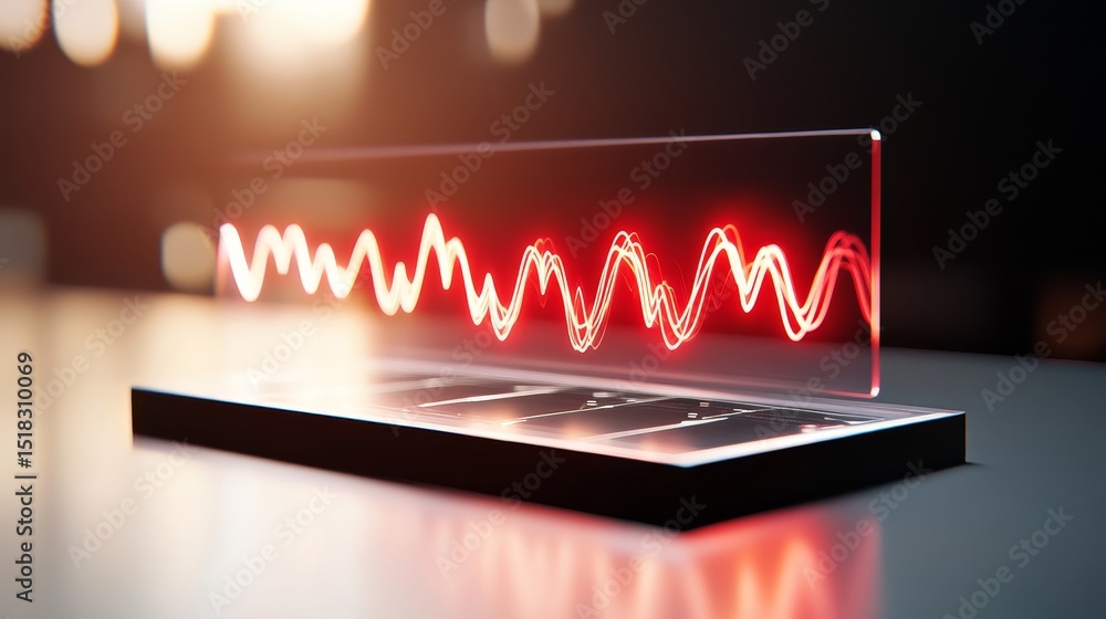 Poster transparent oscilloscope displaying waveform data - futuristic technology, waveform analysis, data v