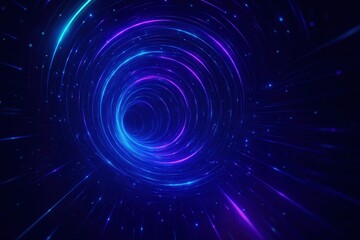 Obraz premium Cosmic Wormhole Abstract Futuristic Technology Background with Swirling Spirals of Blue and Purple Neon Light Creating a High-Speed Data Tunnel or Interstellar Portal
