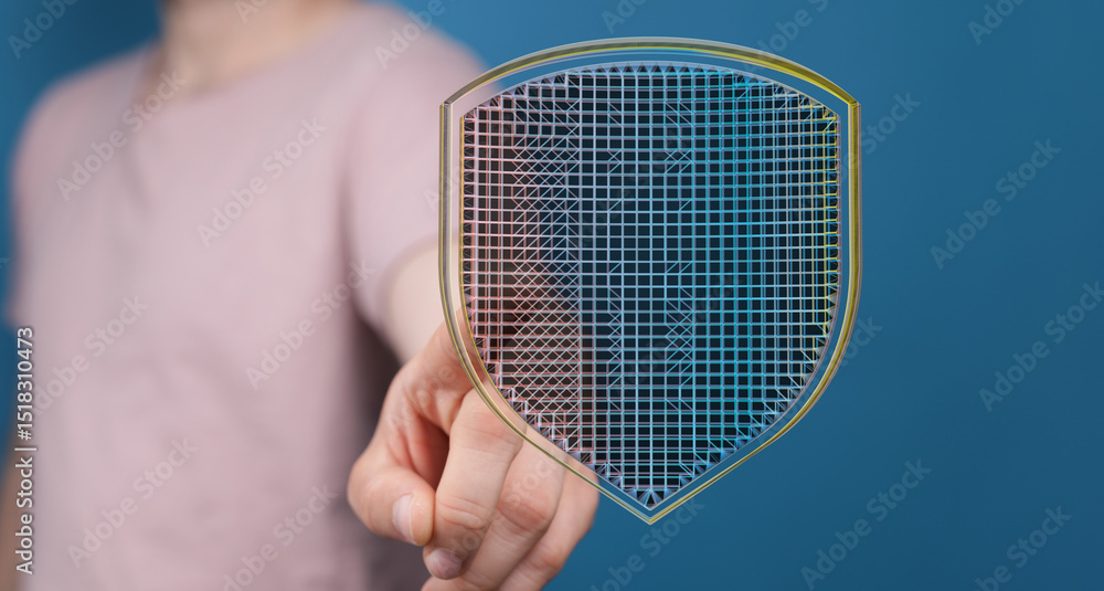 Aufkleber Secure your data with robust cybersecurity.  Image depicts a digital shield.