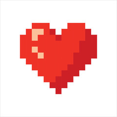 Fototapeta premium Heart. Health scale. Game elements. Retro 8 bit icons for old school platformer video game. Pixel art. Vector illustration isolated on white background.