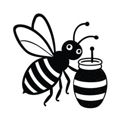 bee and honey vector