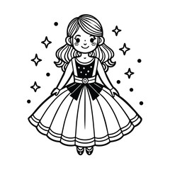 vector girl in a dress on white background