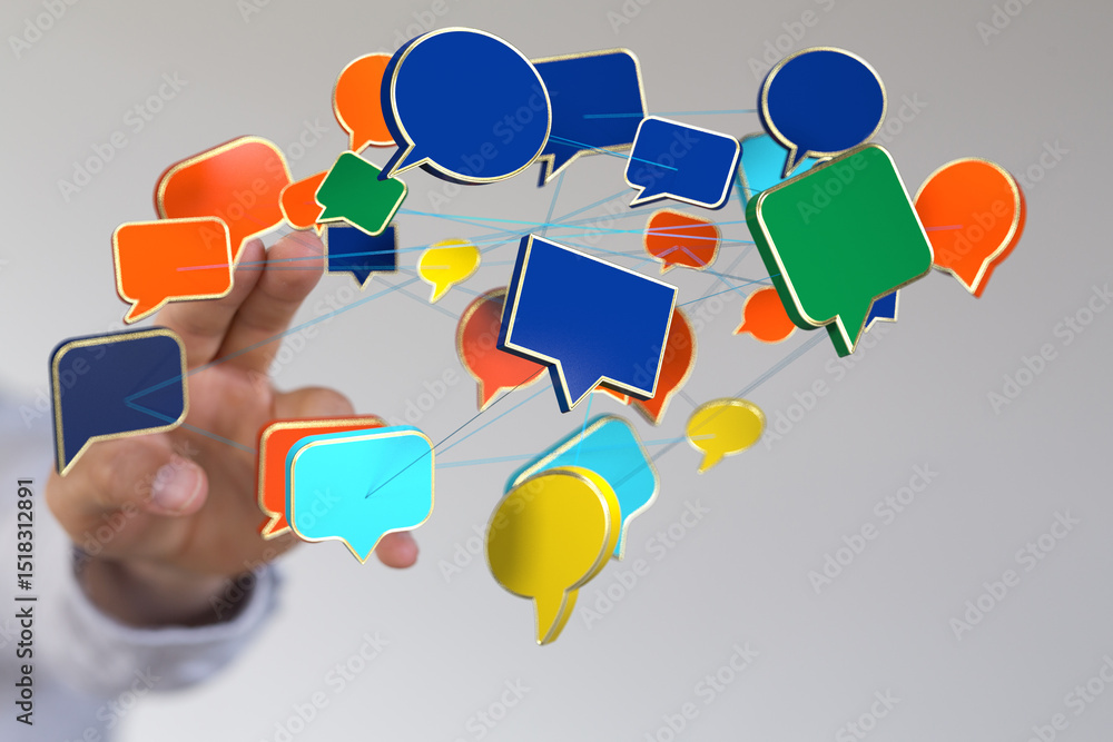 Leinwandbilder illustrative image of interconnected speech bubbles, symbolizing global communication and networking