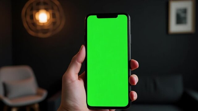 Mobile phone with green screen, Green screen smartphone, Chroma key mobile device mockup Smartphone with green screen background