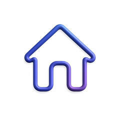 3D Gradient Home Icon  Purple and Blue House Symbol for Website or App
