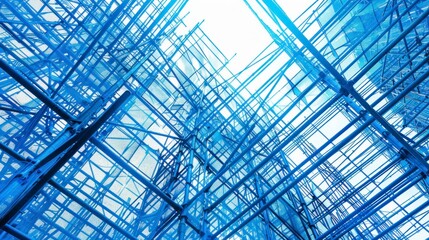 Blue Scaffolding Structure, Construction Abstract