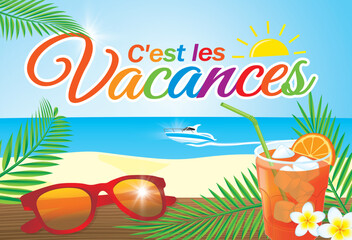 C'EST LES VACANCES 1. Illustration vectorielle.