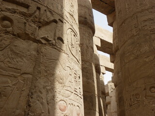 Sunlit Stone Pillars of an Egyptian Temple