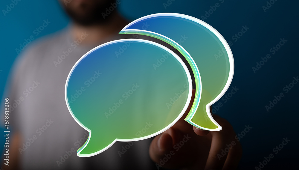 Aufkleber abstract image of a person interacting with speech bubbles, symbolizing communication and conversati