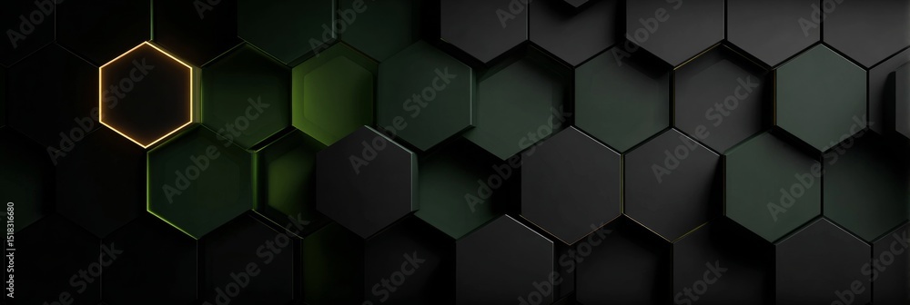 Poster elegant geometric patterns featuring dark green and gold hexagons for abstract background design