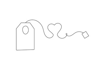 Tea bag continuous one line drawing and minimalist style
