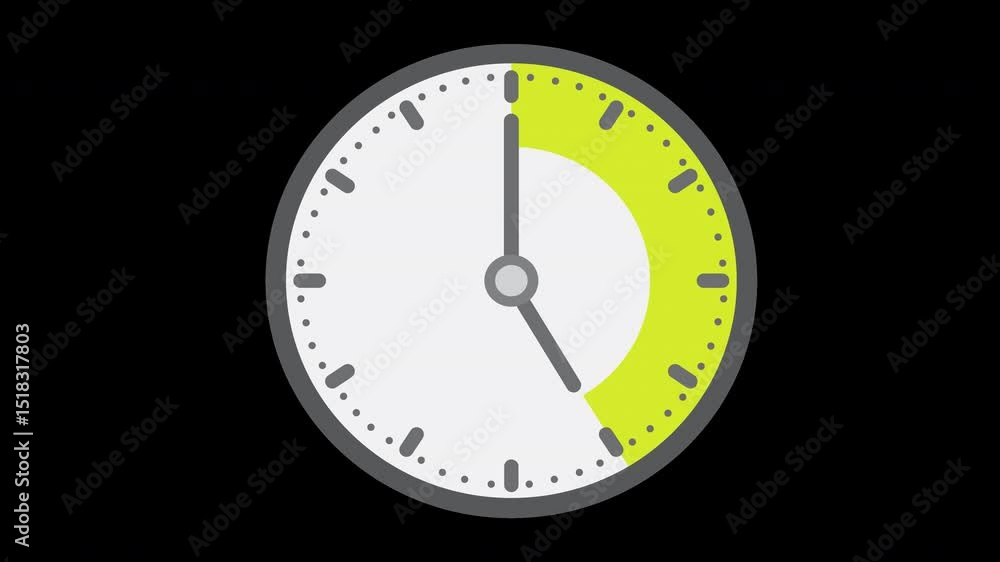 Poster animated clock face revealing progress over time on a transparent background
