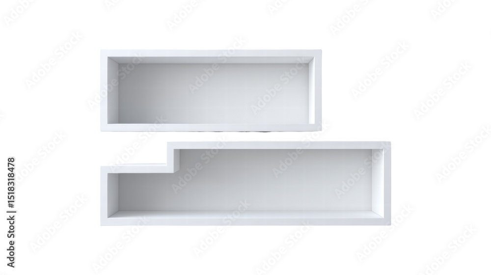 Aufkleber white empty shelf isolated on transparent background with modern design and isolated style