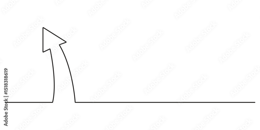 Poster arrow pointing right, continuous line drawing upward arrow vector. one line arrow pointing right, ve
