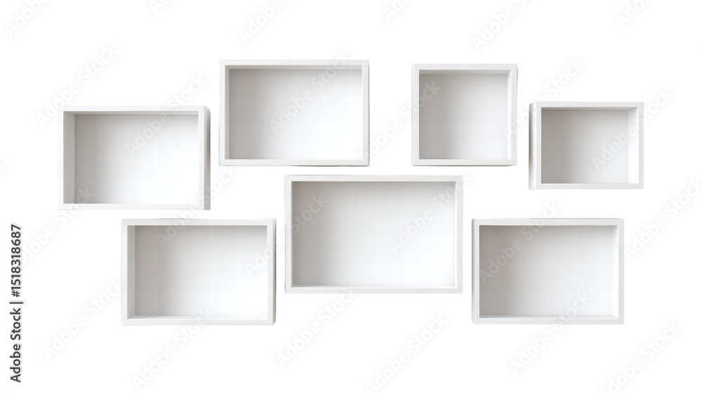 Poster white empty rectangular boxes isolated on transparent background with clean design