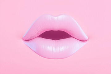 Pink Lips on Pink Background, Open Mouth, Beauty, Fashion, Minimalist, Conceptual