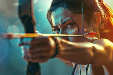 Premium Quality Picture of Dynamic Archery Shot Highlighting Athleticism