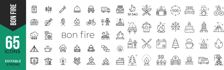 vector set of web icons with bonfire
