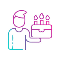 Birthday Celebrant Icon with Cake for Party and Congratulations