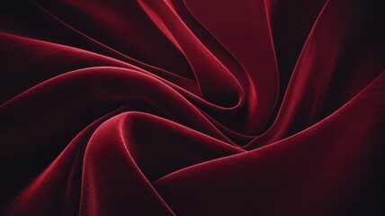 Obraz premium Elegant Burgundy Fabric Swirls Creating a Rich and Dramatic Backdrop