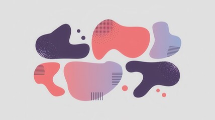 Whimsical Fluid Shapes Composition with Gradient Fills and Texture, Art Design