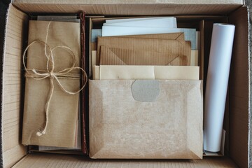 Detailed Color Image of Set of Stationary in Cardboard Box