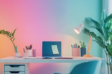 High Resolution Image of Office Desk with Note Mockup