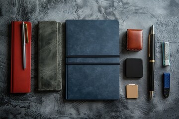 High Detail Picture of a Collection of Items Including a Notebook Notebook and Pen