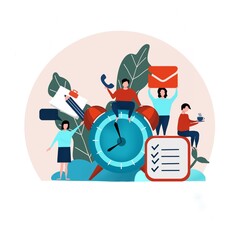 Flat Style Illustration of Time Management and Productivity Concept – Isolated