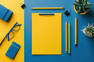 Clear Pixel Picture of Yellow and Blue Corporate Business Brand Identity Business Stationery