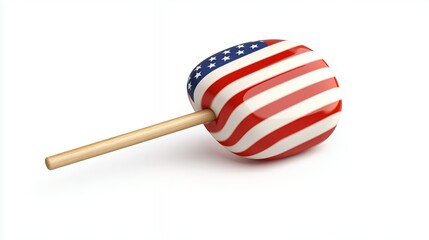 American Flag Lollipop on White Background