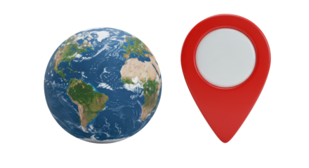 Isolated Globe and Location Pin