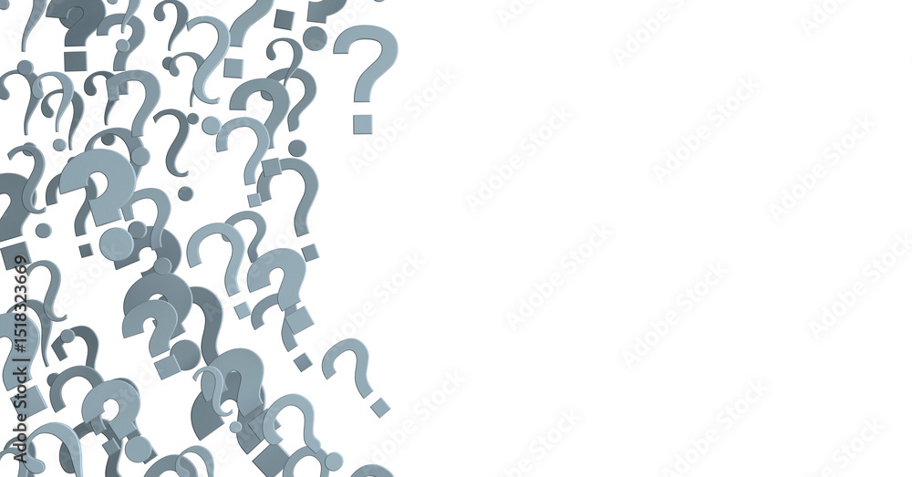 Poster Colored question marks background. 3D Rendering..